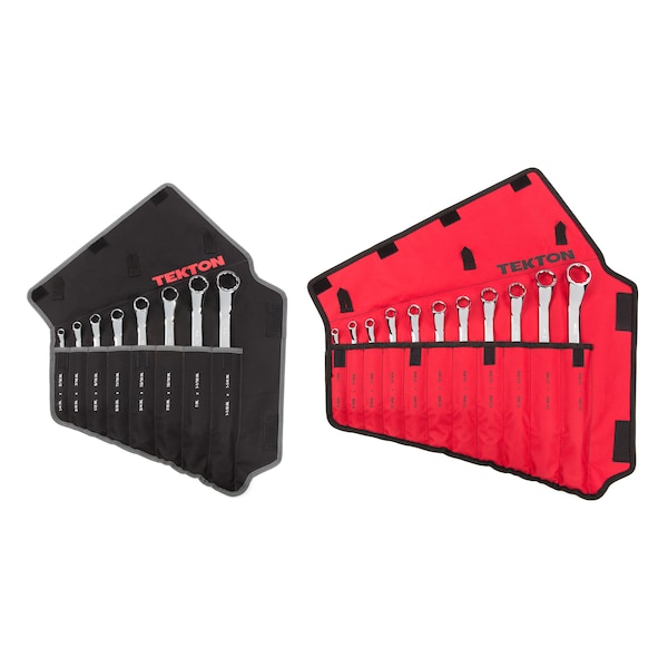 45-Degree Offset Box End Wrench Set with Pouch, 19-Piece, 1/4-1-1/4 in., 6-32 mm